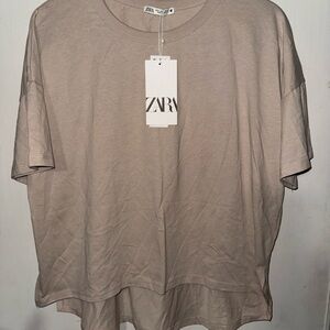 Zara Women's Beige Short Sleeve Blouse